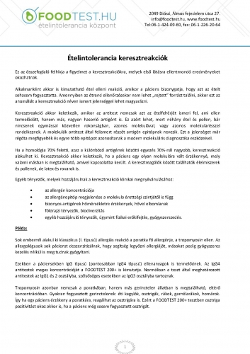 Ételintolerancia keresztreakciók